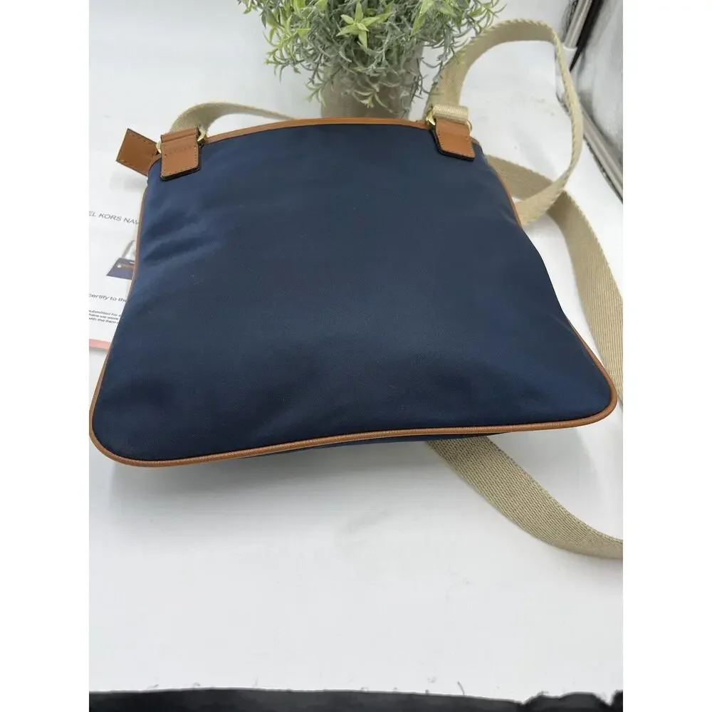 Michael Kors Authenticated Kempton Navy‎ Nylon Leather Crossbody Shoulder Bag